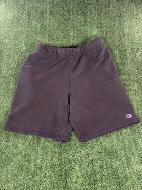 Champion Sweat Shorts Men M Black Drawstring Faded Vintage